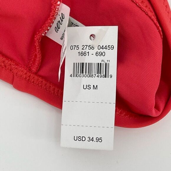 Aerie Lace Up‎ High Neck Halter Swimsuit Top Coral Women Medium New With Tag - Picture 3 of 5